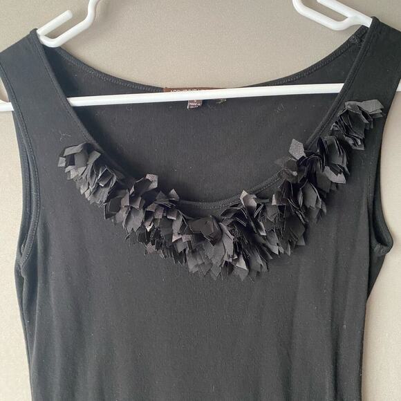 Adrienne Vittadini sz‎ S black ruffle tassel sleeveless tank blouse - Picture 2 of 9